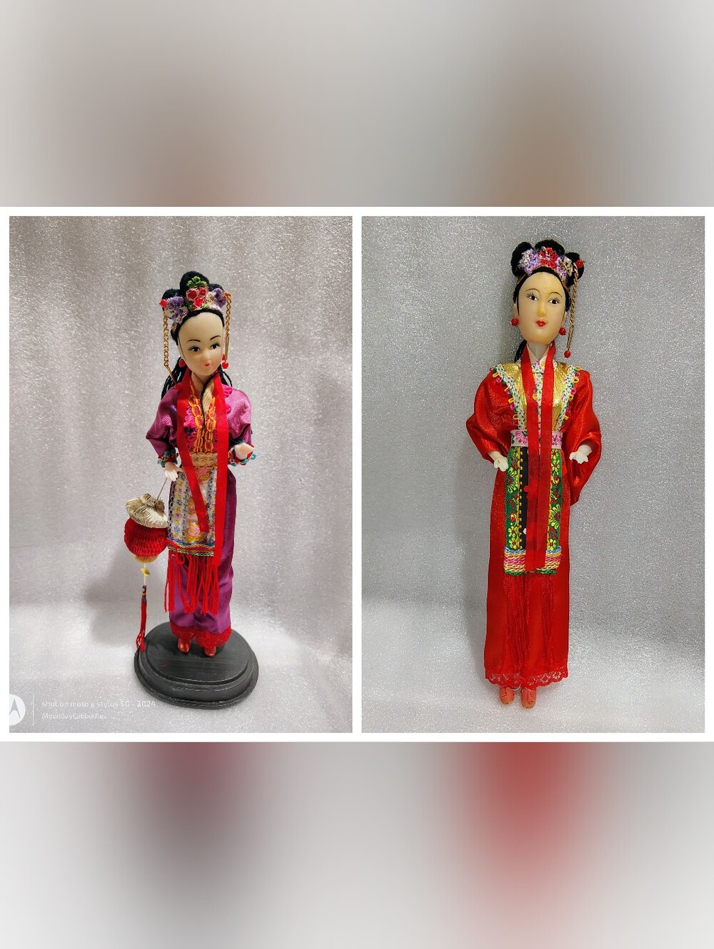 Beautiful Pair of Vintage Chinese Traditional Costume Collector Dolls